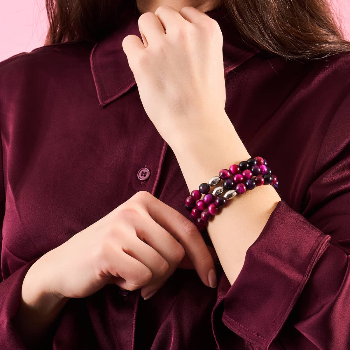 Mulberry Trance | 925 Sterling Silber | Galaxy Tigerauge Armband