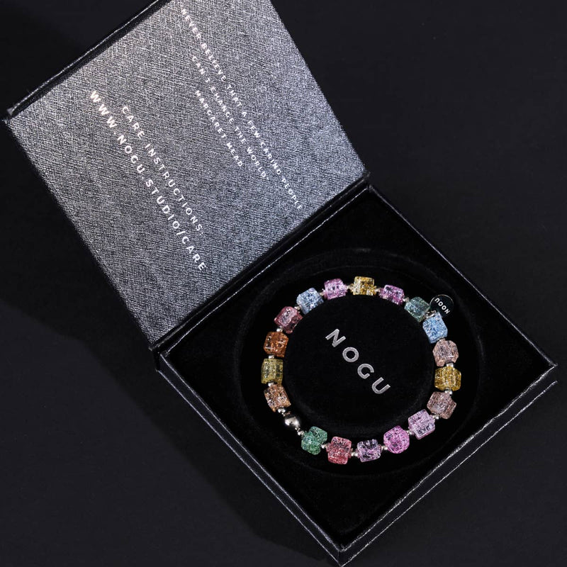 Regenbogenfreude | Glitzerglas | Zuckerwürfel-Armband