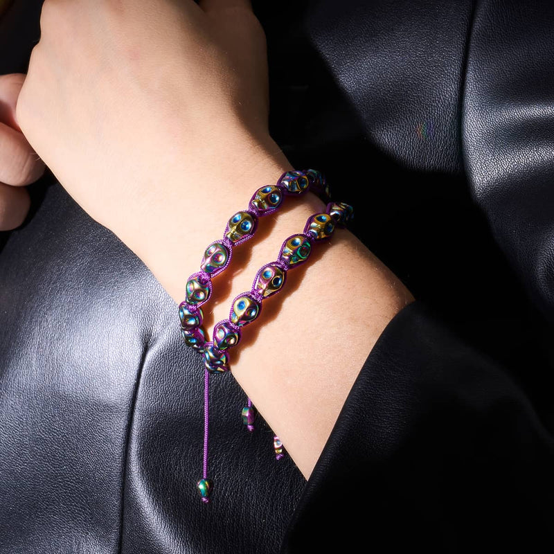 Wahrsagen | Regenbogenschädel x Violett | Makramee Armband