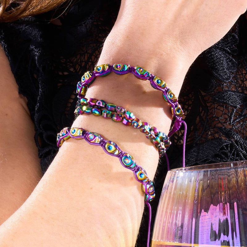 Wahrsagen | Regenbogenschädel x Violett | Makramee Armband