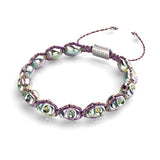 Elysian Waves | Eissilberne Totenköpfe x Violet GloWeave | Makramee-Armband
