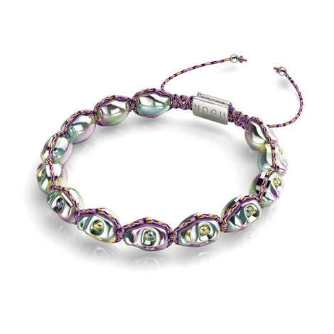 Elysian Waves | Eissilberne Totenköpfe x Violet GloWeave | Makramee-Armband