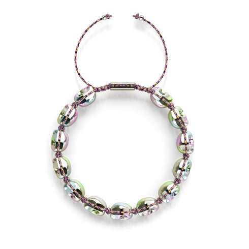 Elysian Waves | Eissilberne Totenköpfe x Violet GloWeave | Makramee-Armband