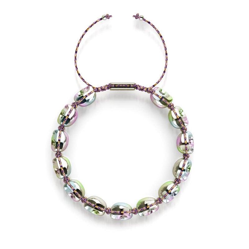 Elysian Waves | Eissilberne Totenköpfe x Violet GloWeave | Makramee-Armband