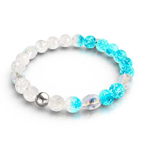 Geisterhafte Aura | 925er Sterlingsilber | Glühwürmchen-Glas-Totenkopf-Armband