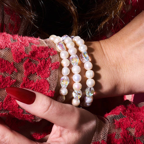 Ozeanphantom | Elfenbeinfarbene Süßwasserperle x Kristallschädel