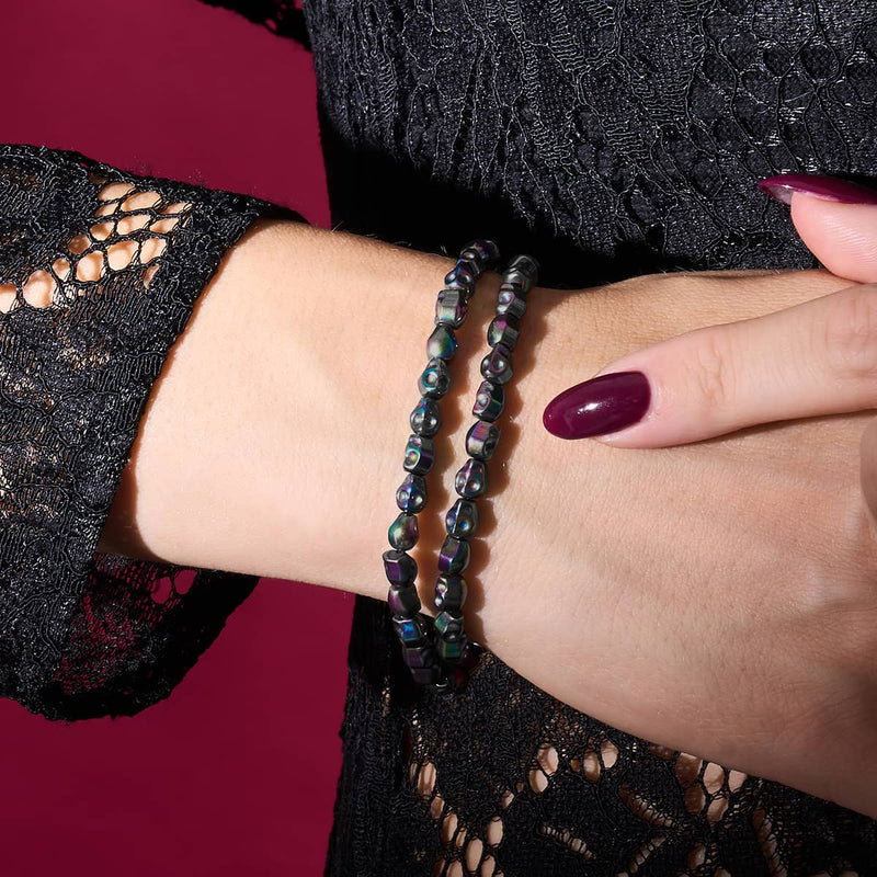 Regenbogenfinsternis | Hämatit-Totenkopf-Wrap