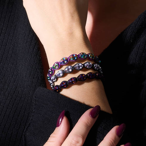 Ritual | Silberne Totenköpfe x Schwarz | Makramee-Armband