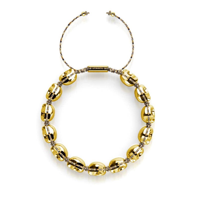 Grabmal des Midas | Goldene Totenköpfe x Schwarzes GloWeave | Makramee-Armband