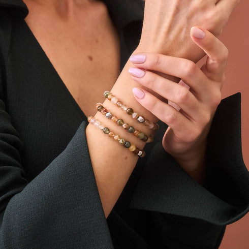 Waldquarz | Silber | Heilendes Edelsteinperlenarmband