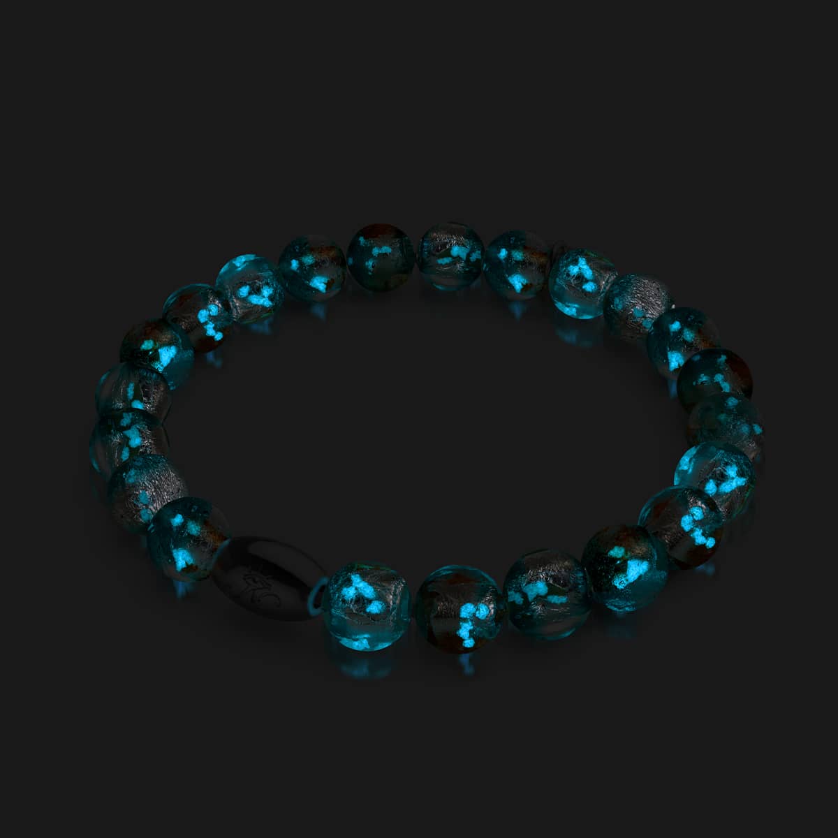 Blaugrüner Mond | 925 Sterling Silber | Mondglas-Armband