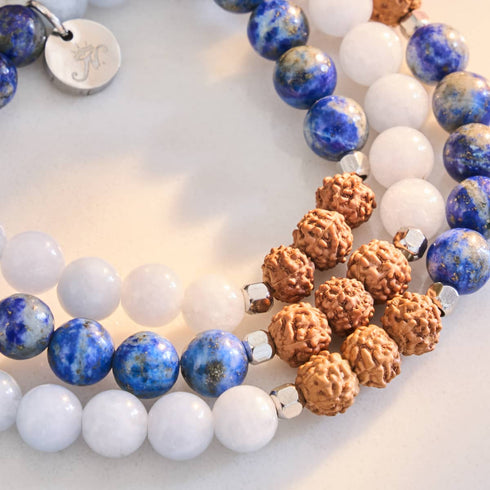 Grundwasser | Aquamarin x Lapis x Rudraksha | Mala Armband
