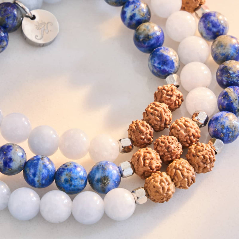 Grundwasser | Aquamarin x Lapis x Rudraksha | Mala Armband