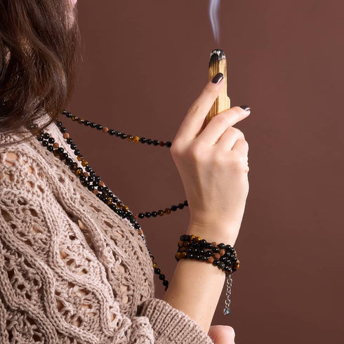 Schamane | Edelstein-Rudraksha | Spirituelles Mala-Wickeltuch