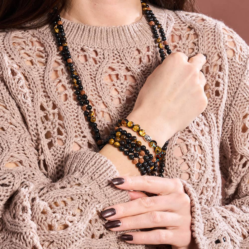 Schamane | Edelstein-Rudraksha | Spirituelles Mala-Wickeltuch