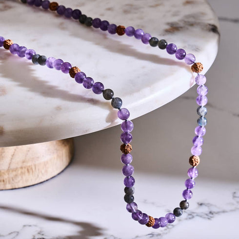 Shaolin-Mönch | Edelstein-Rudraksha | Spirituelles Mala-Wrap