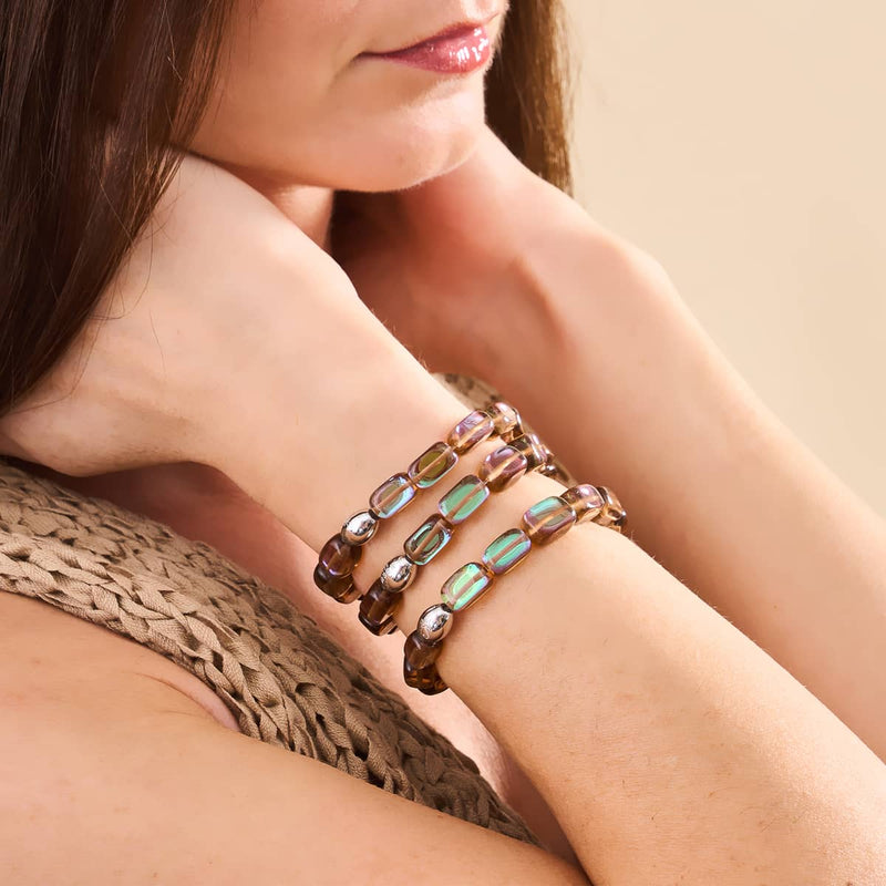 Schokolade | 925 Sterling Silber | Meerjungfrau Glaskiesel Armband