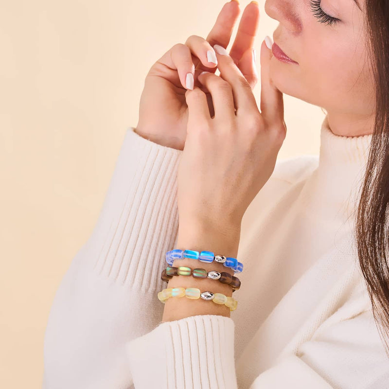 Schokolade | 925 Sterling Silber | Meerjungfrau Glaskiesel Armband