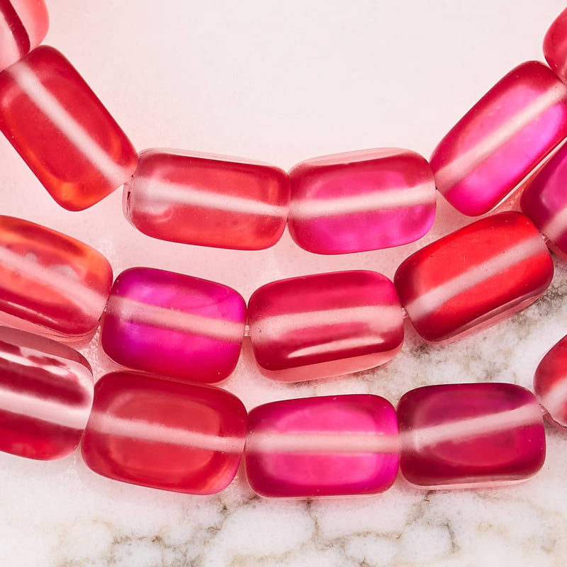 Dunkles Zinnoberrot | 925er Sterlingsilber | Meerjungfrau-Glaskieselarmband