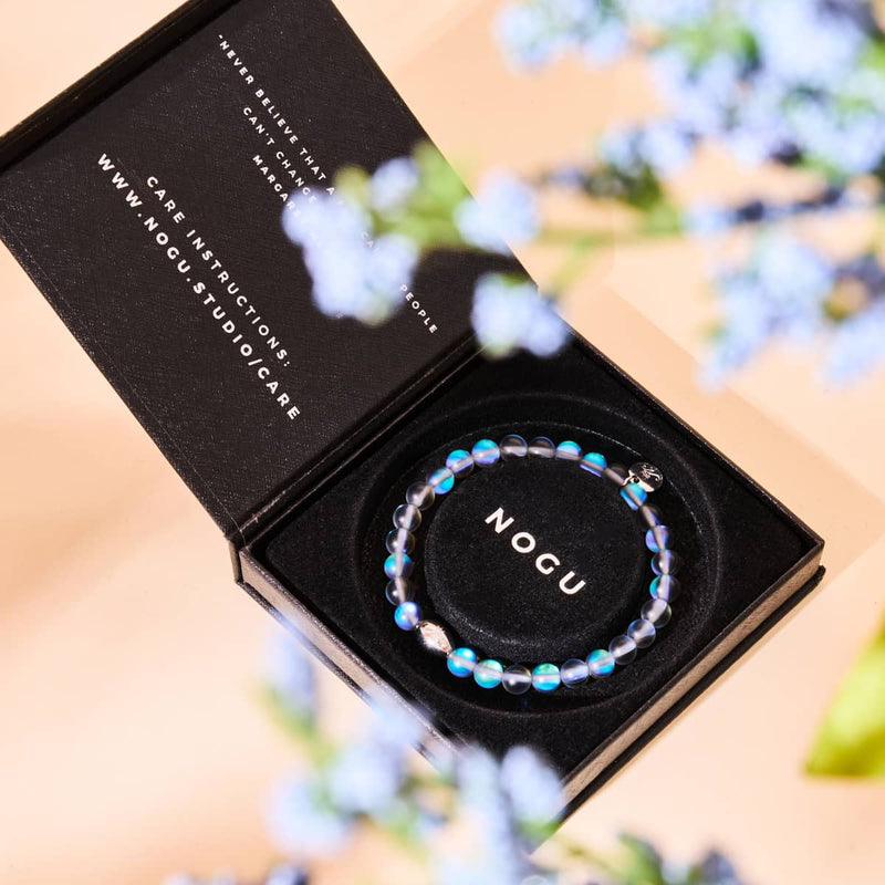 Grau | 925 Sterling Silber | Meerjungfrau Glasperlenarmband