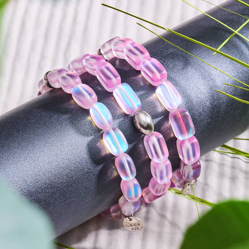 Lavendel | 925 Sterling Silber | Meerjungfrau Glaskiesel Armband