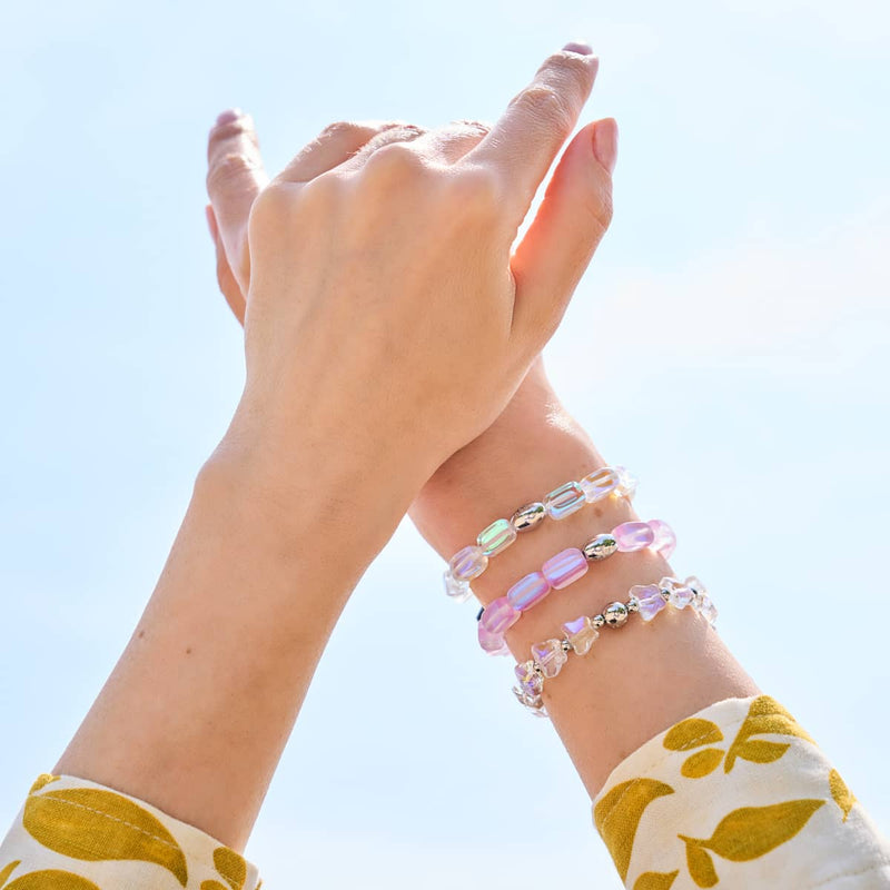 Lavendel | 925 Sterling Silber | Meerjungfrau Glaskiesel Armband