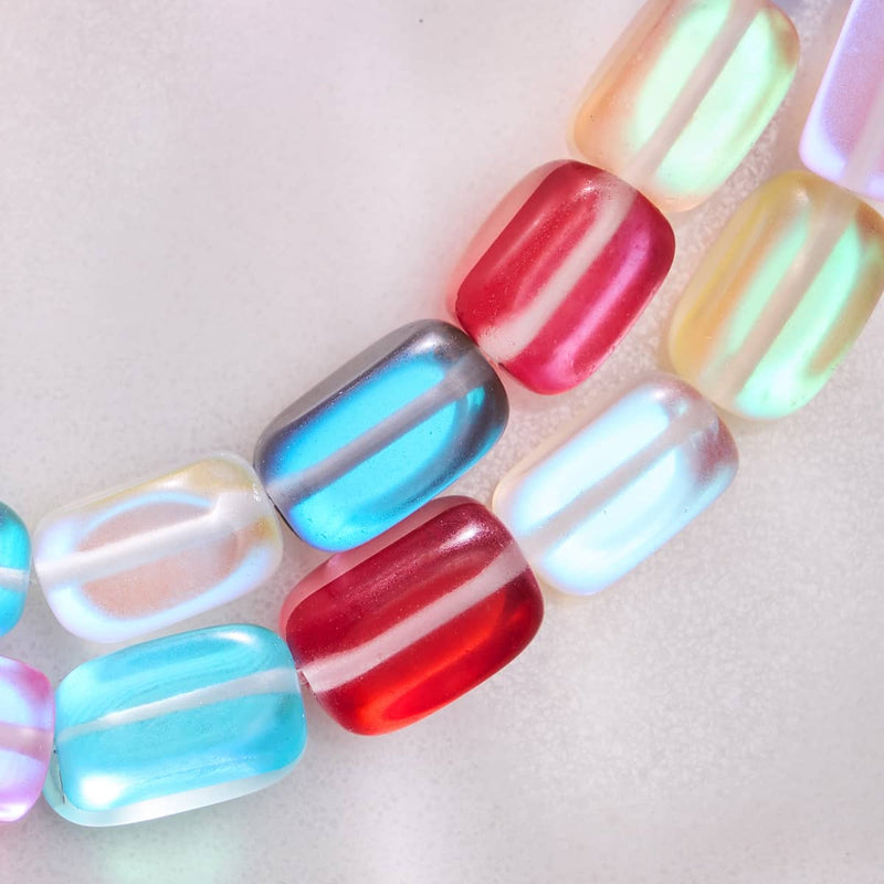 Regenbogenriff | 925 Sterling Silber | Meerjungfrau Glaskiesel Armband