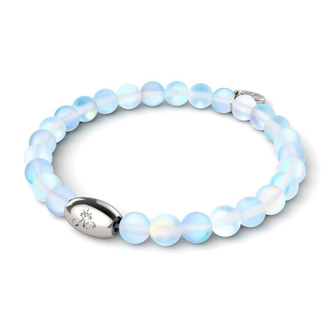 Regenbogenweiß | 925 Sterling Silber | Meerjungfrau Glasperlenarmband