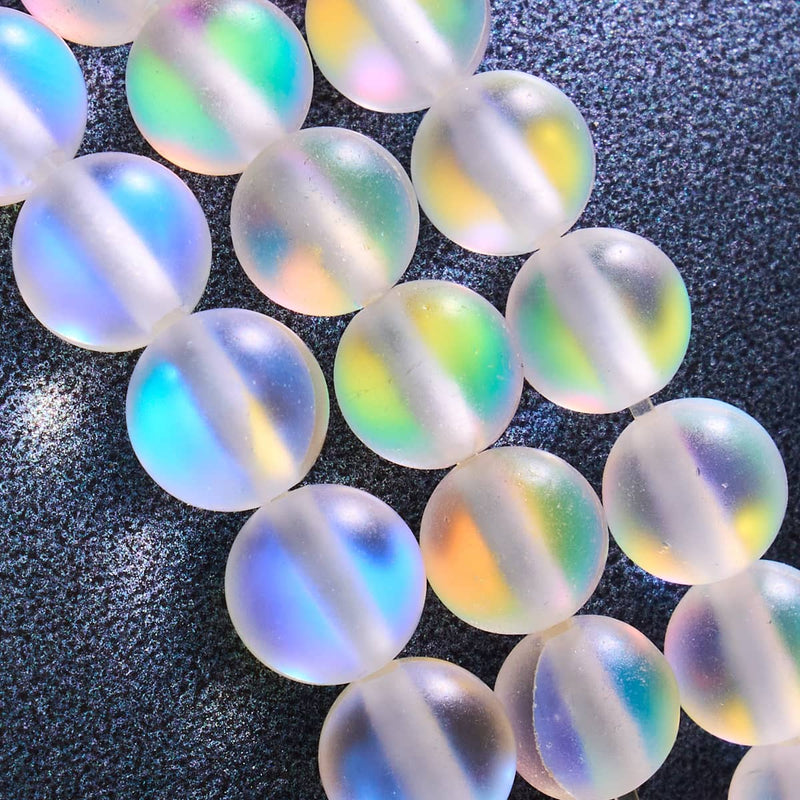 Regenbogenweiß | 925 Sterling Silber | Meerjungfrau Glasperlenarmband