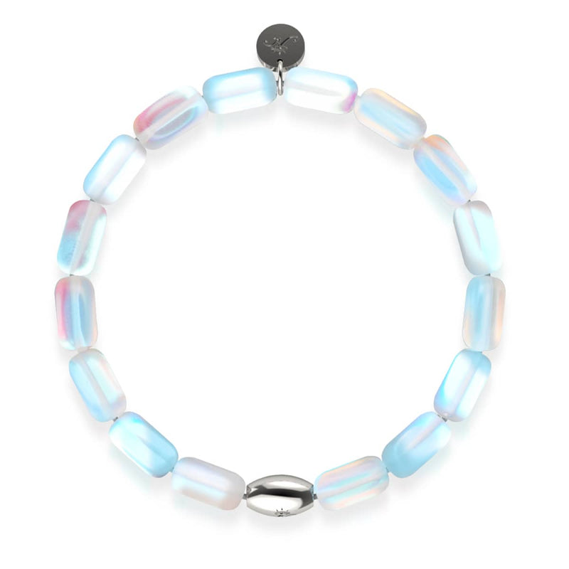 Regenbogenweiß | 925 Sterling Silber | Meerjungfrau Glaskiesel Armband