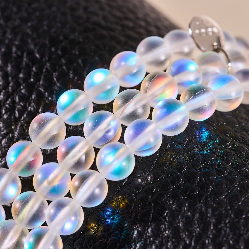 Regenbogenweiß | Silber | Meerjungfrau Glasperlenarmband