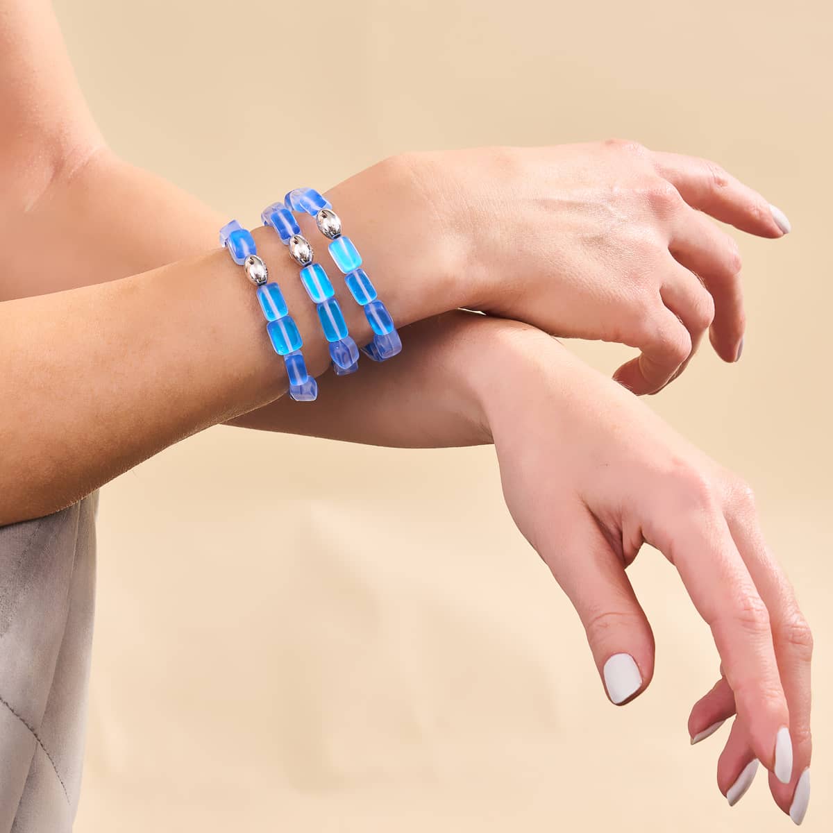 Saphir | 925er Sterlingsilber | Meerjungfrau-Glaskieselarmband