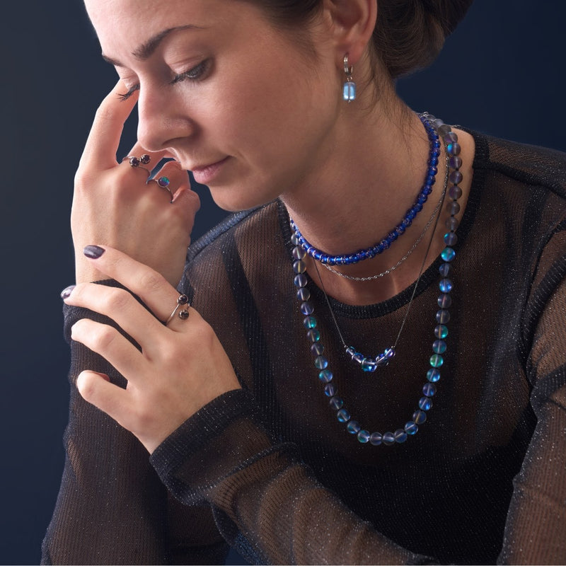 Grau | Silber | Meerjungfrau Glaskette mit Knoten