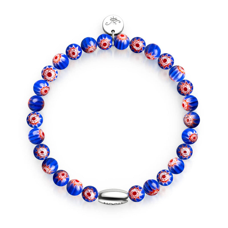 Blaue Sterne | 925er Sterlingsilber | Millefiori-Armband