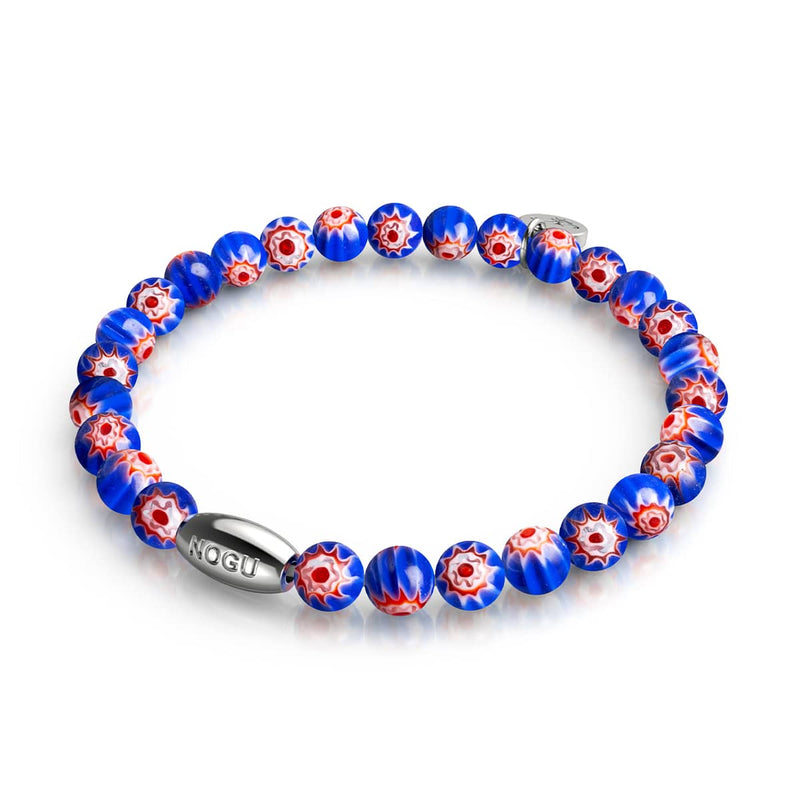 Blaue Sterne | 925er Sterlingsilber | Millefiori-Armband