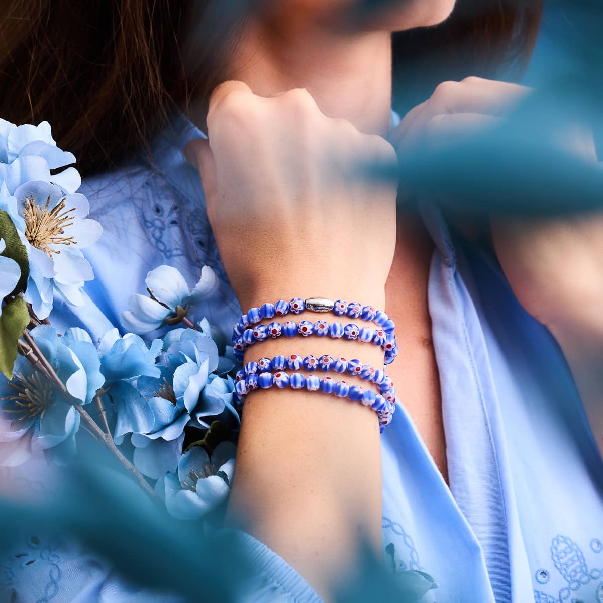 Italienische Iris | Silber | Millefiori-Wrap