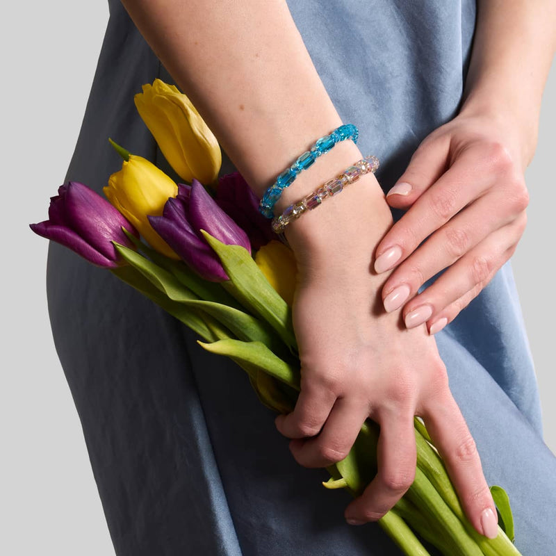 Aquamarin x Blau | Silber | Strahlendes Facetten-Kieselsteinarmband