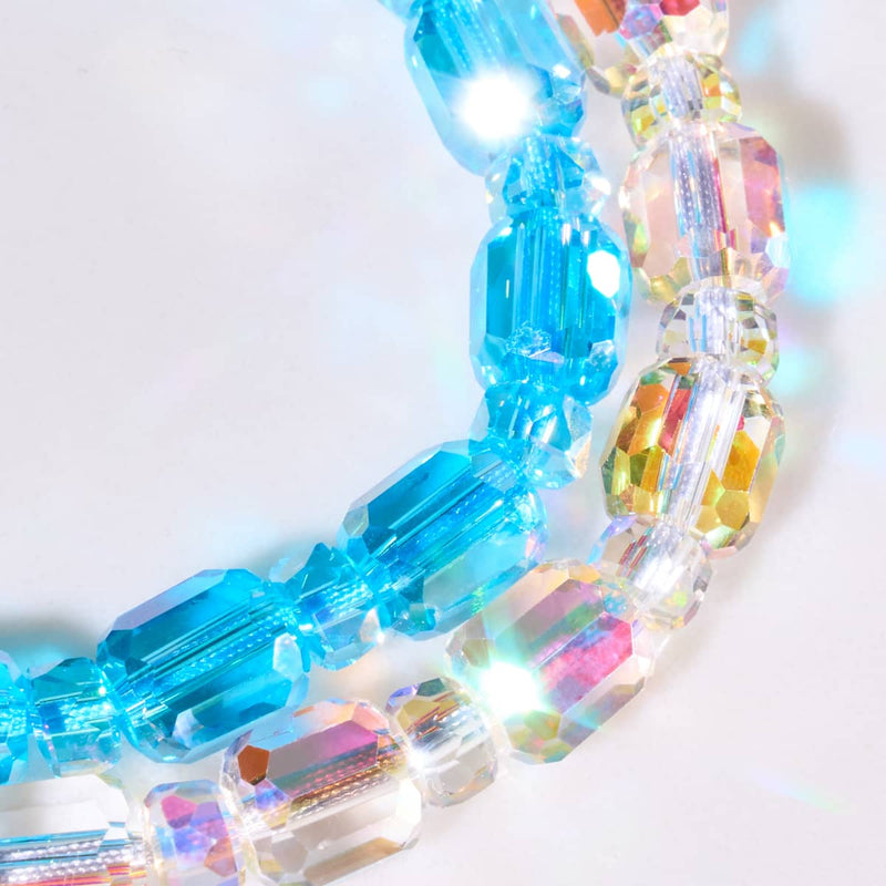 Aquamarin x Blau | Silber | Strahlendes Facetten-Kieselsteinarmband