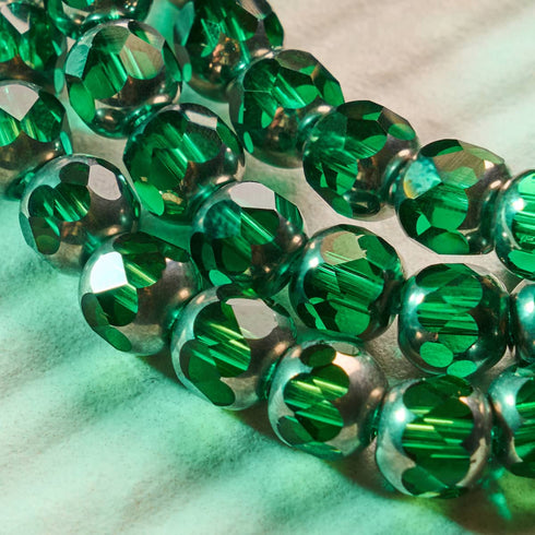 Vergoldete Jade | 925er Sterlingsilber | Strahlendes Facetten-Kristallarmband