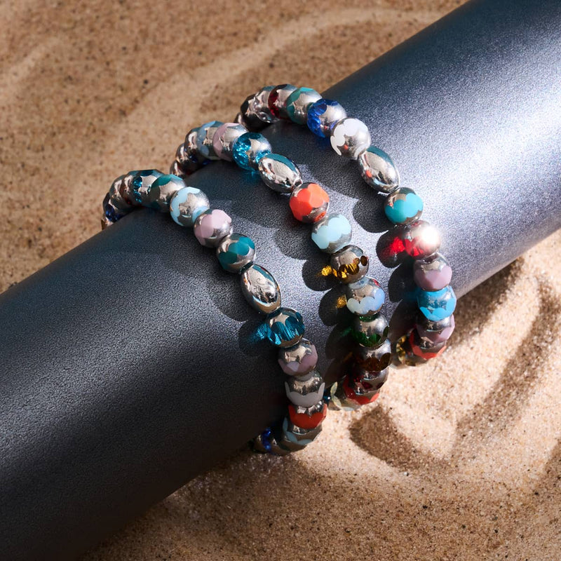 Vergoldeter Regenbogen | 925 Sterling Silber | Strahlendes Facetten-Kristallarmband