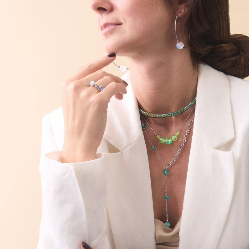 Serpentin | Smaragd-Hämatit x Rotguss | Doppelwellen-Halskette