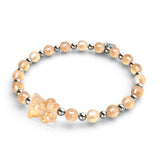Mandarinenkristall | Schimmerndes Bärenarmband | Orange x Silber