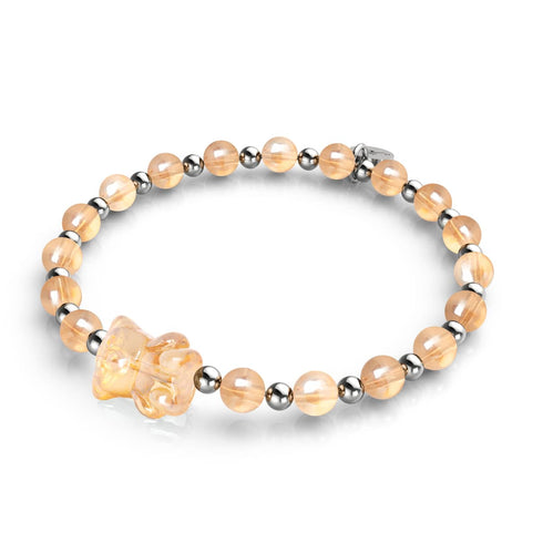 Mandarinenkristall | Schimmerndes Bärenarmband | Orange x Silber