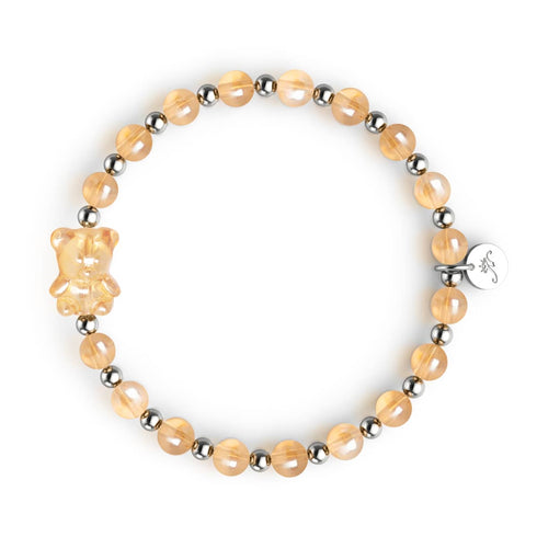 Mandarinenkristall | Schimmerndes Bärenarmband | Orange x Silber
