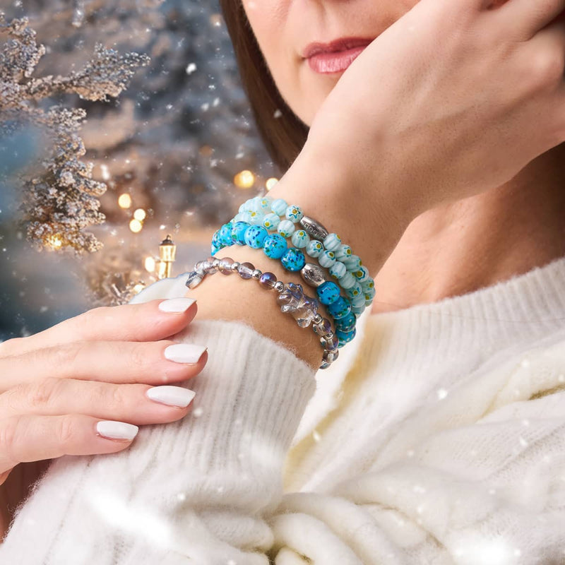 Einhorn Blau | Silber | Doppelt schimmerndes Bärenarmband