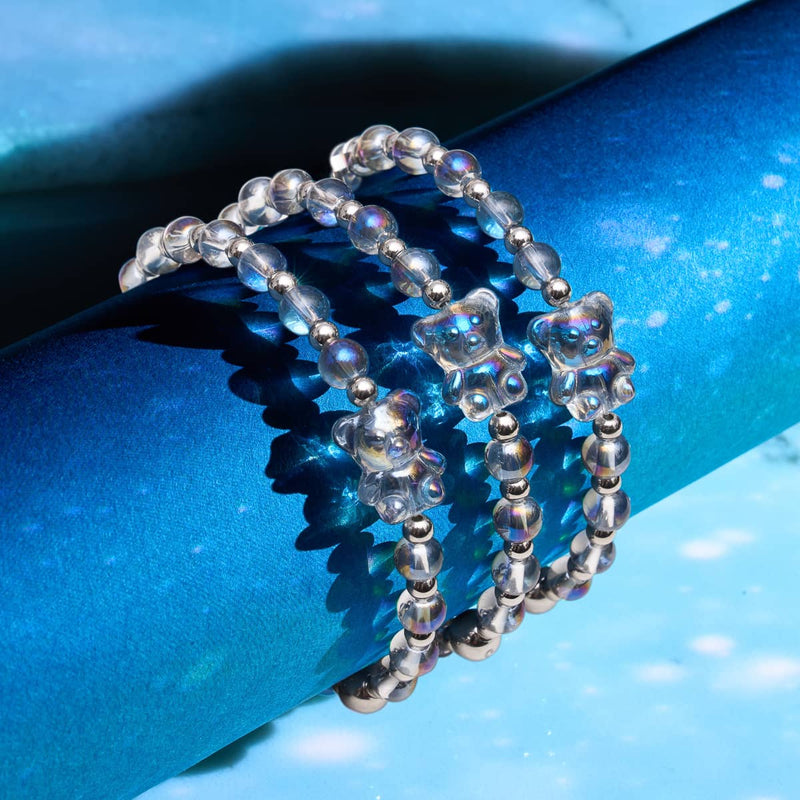 Einhorn Blau | Silber | Doppelt schimmerndes Bärenarmband