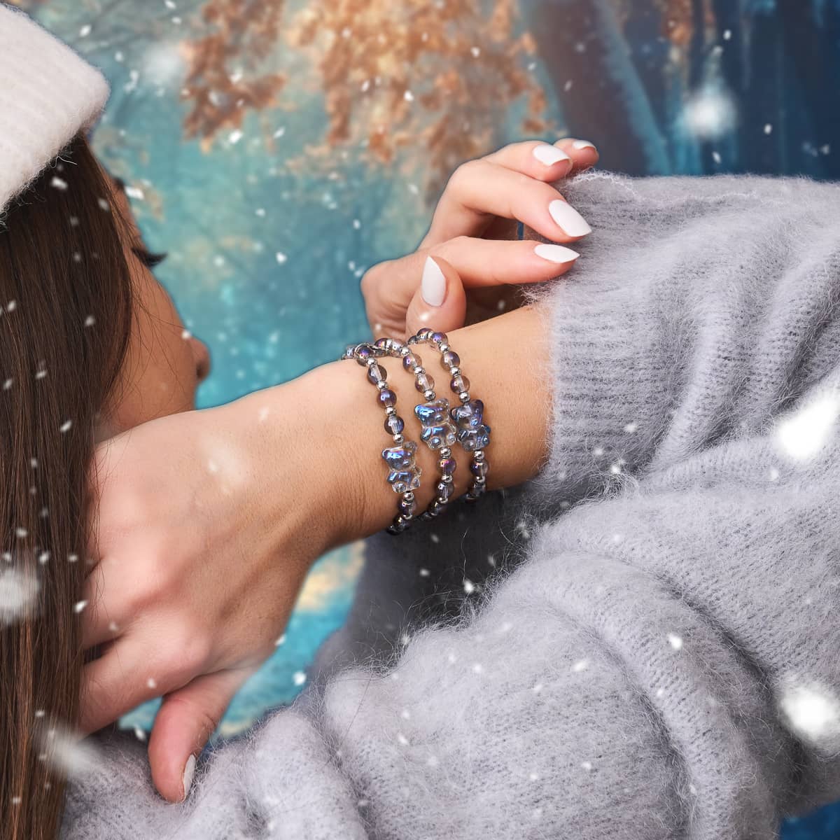 Einhorn Blau | Silber | Doppelt schimmerndes Bärenarmband