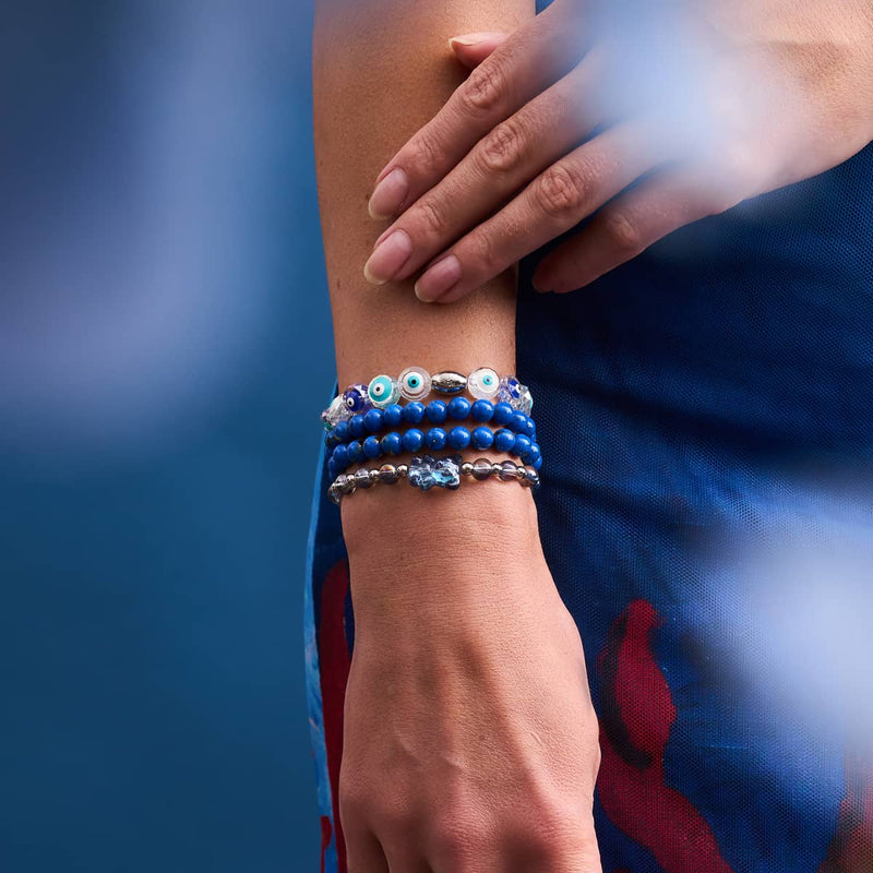 Einhorn Blau | Silber | Schimmerndes Bärenarmband