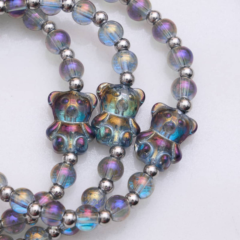 Einhorn Lila | Silber | Schimmerndes Bärenarmband