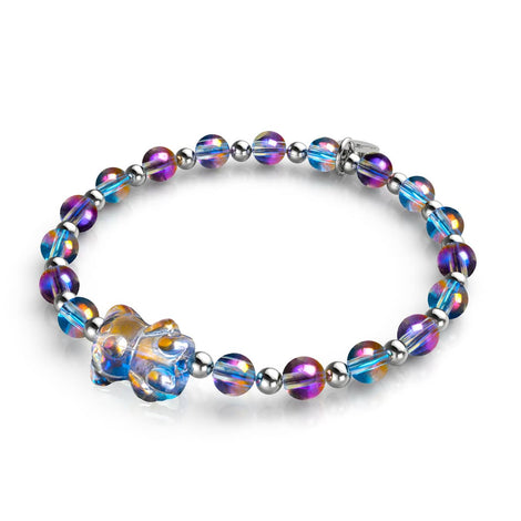 Einhorn Lila | Silber | Schimmerndes Bärenarmband